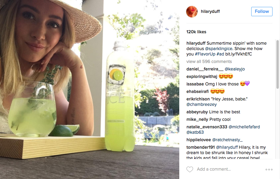 Celebrity Sponsorships Instagram Hillary Duff Sponsored Content