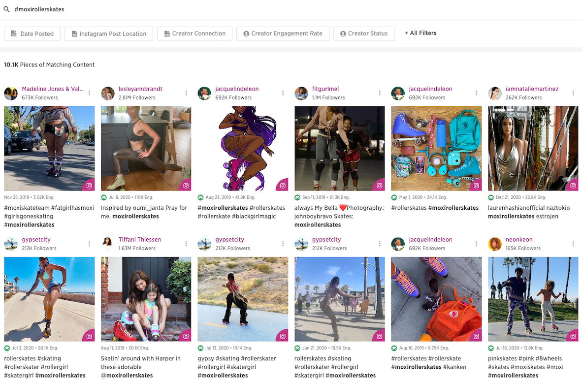 A Screenshot of Influencer Marketing tool used to find influencers